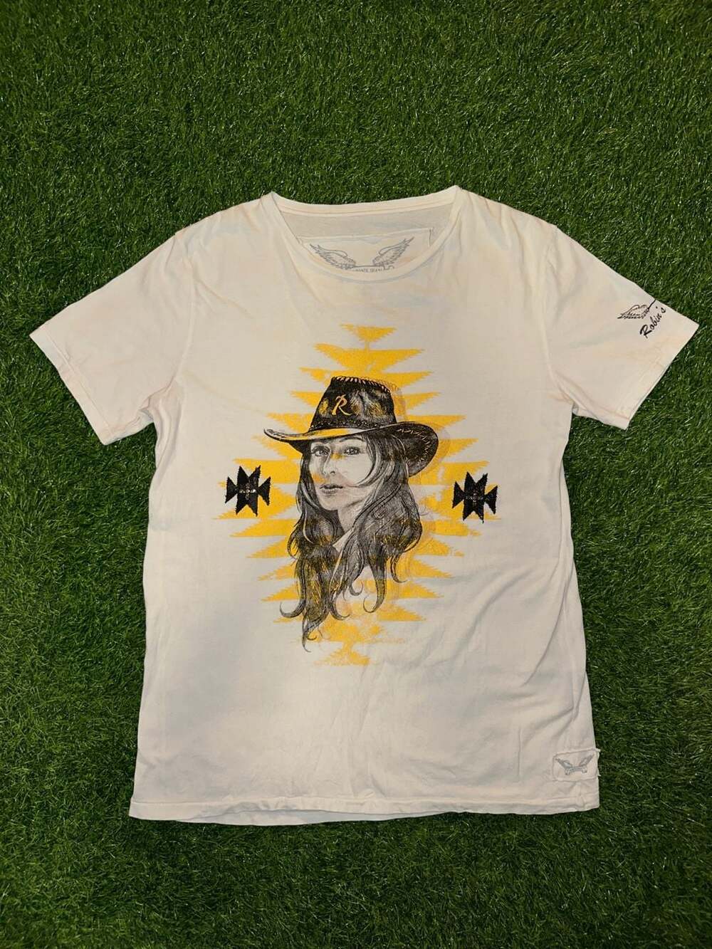 Robin's Jean Graphic Cowgirl T-Shirt Size XL White